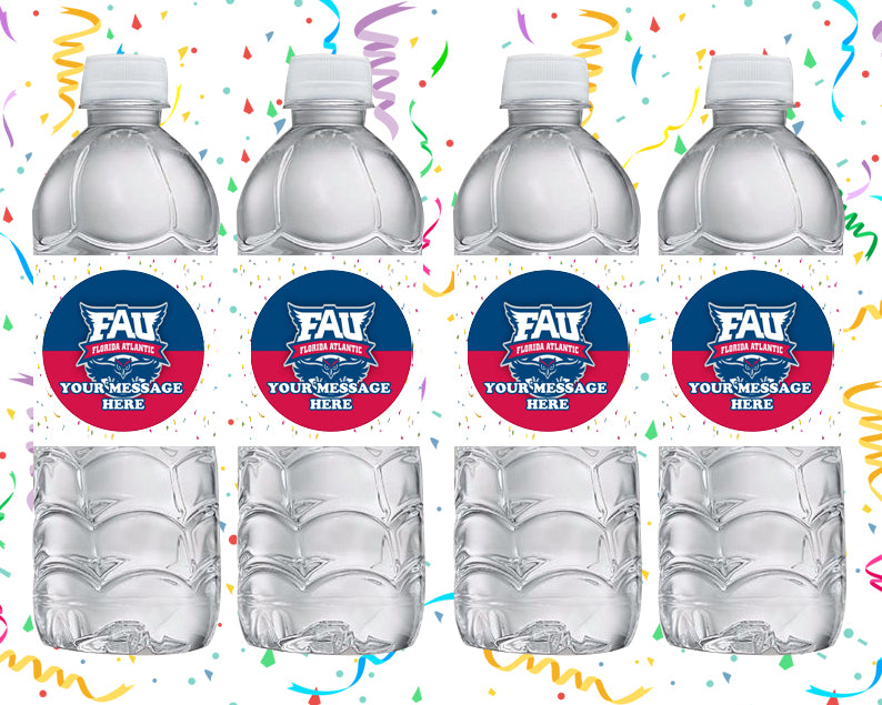 Florida Atlantic Owls Water Bottle Stickers 12 Pcs Labels Party Favors Supplies Decorations