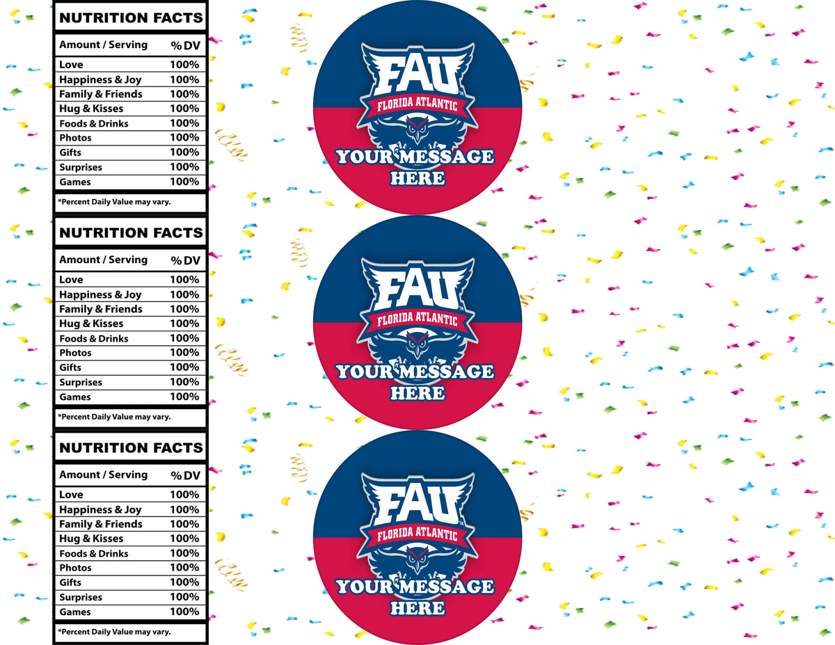 Florida Atlantic Owls Water Bottle Stickers 12 Pcs Labels Party Favors Supplies Decorations