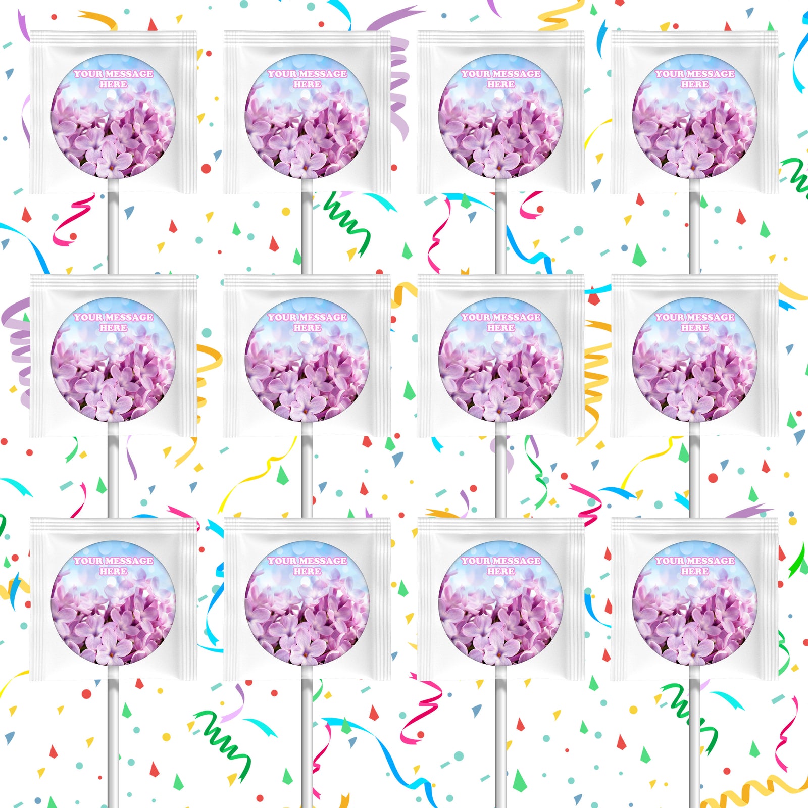 Flowers Lollipops Party Favors Personalized Suckers 12 Pcs
