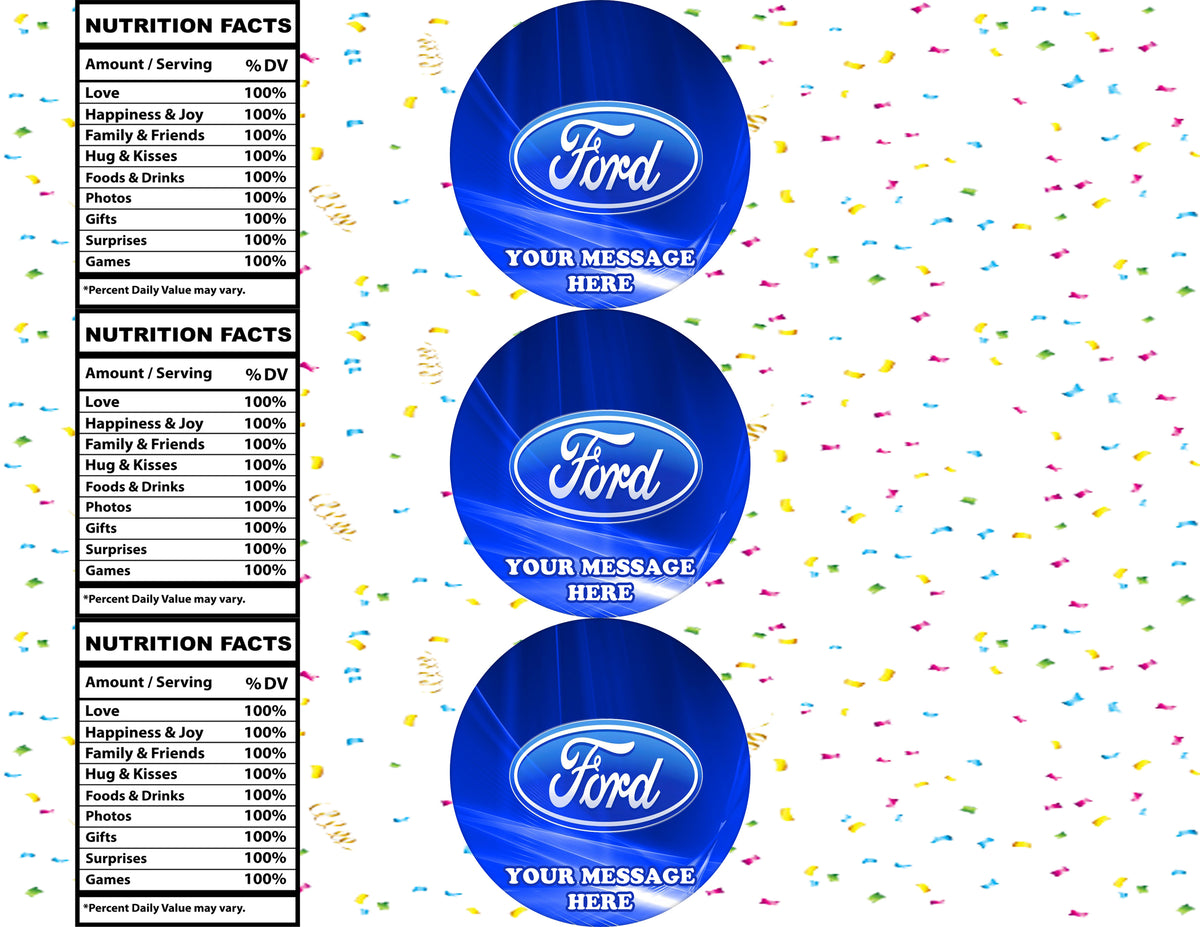Ford Water Bottle Stickers 12 Pcs Labels Party Favors Supplies Decorations
