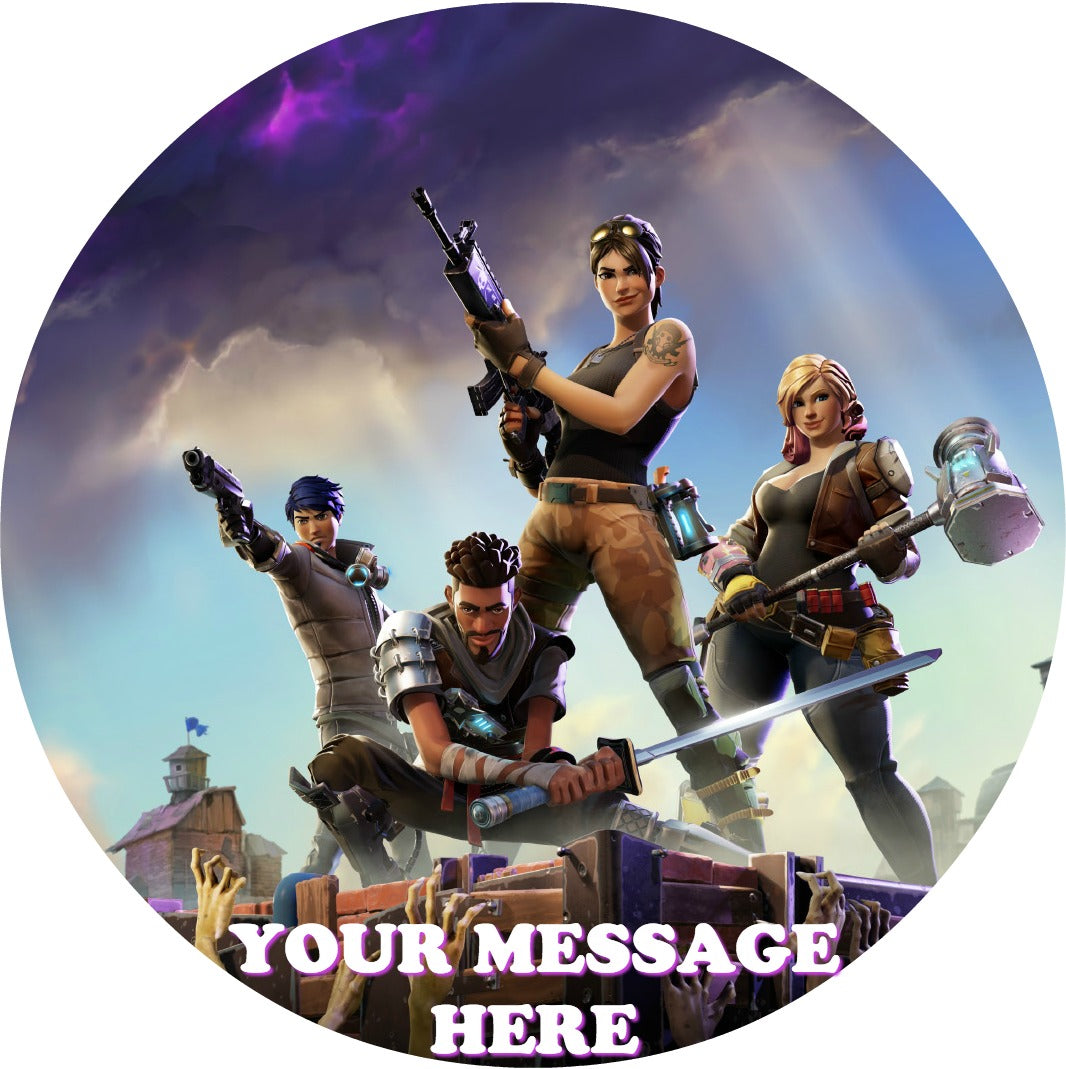 Fortnite Edible Image Cake Topper Personalized Birthday Sheet Custom Frosting Round Circle