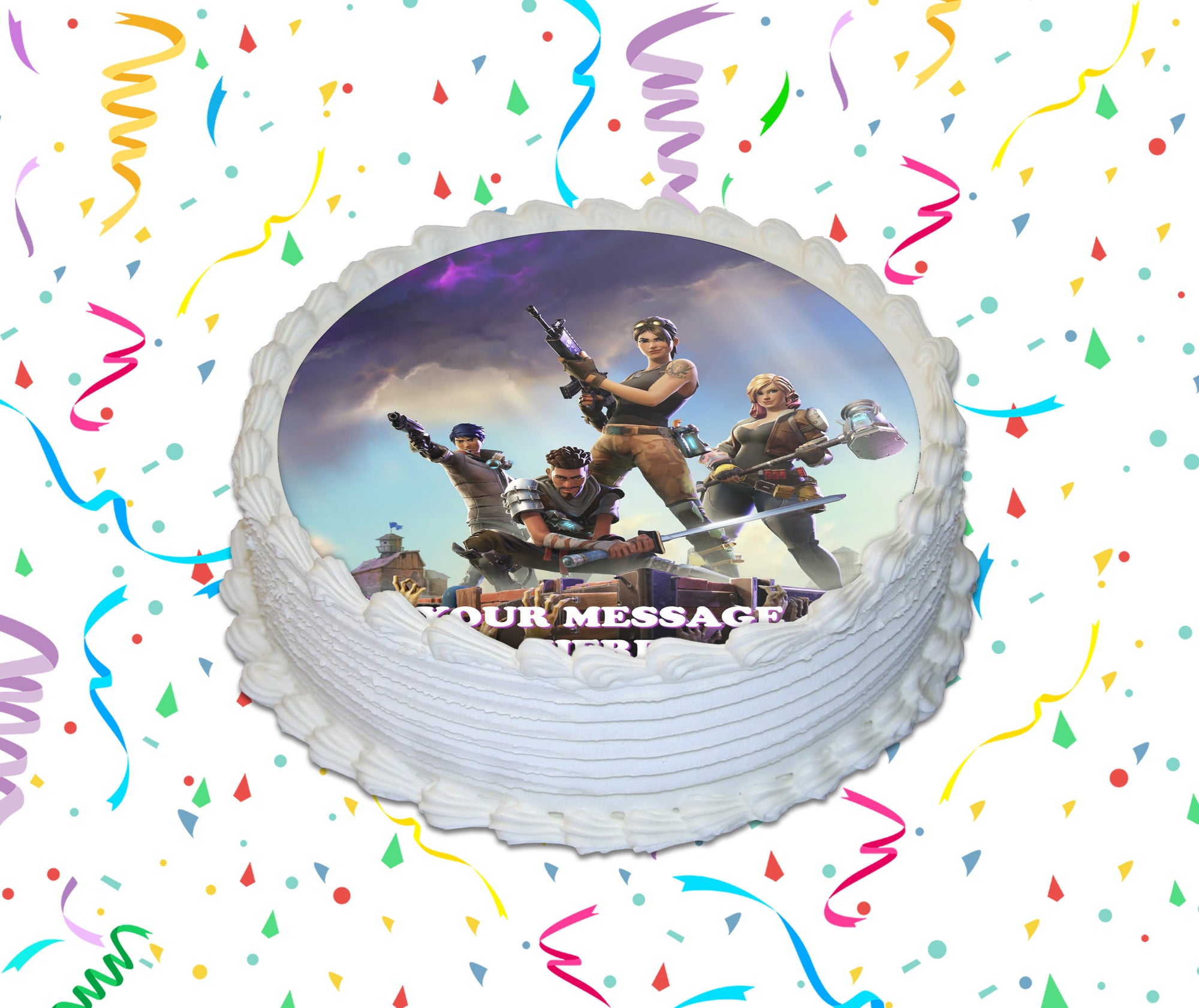 Fortnite Edible Image Cake Topper Personalized Birthday Sheet Custom Frosting Round Circle