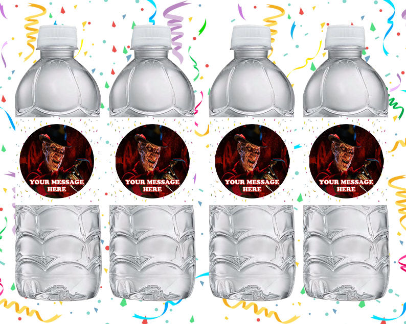 Freddy Krueger Water Bottle Stickers 12 Pcs Labels Party Favors Supplies Decorations