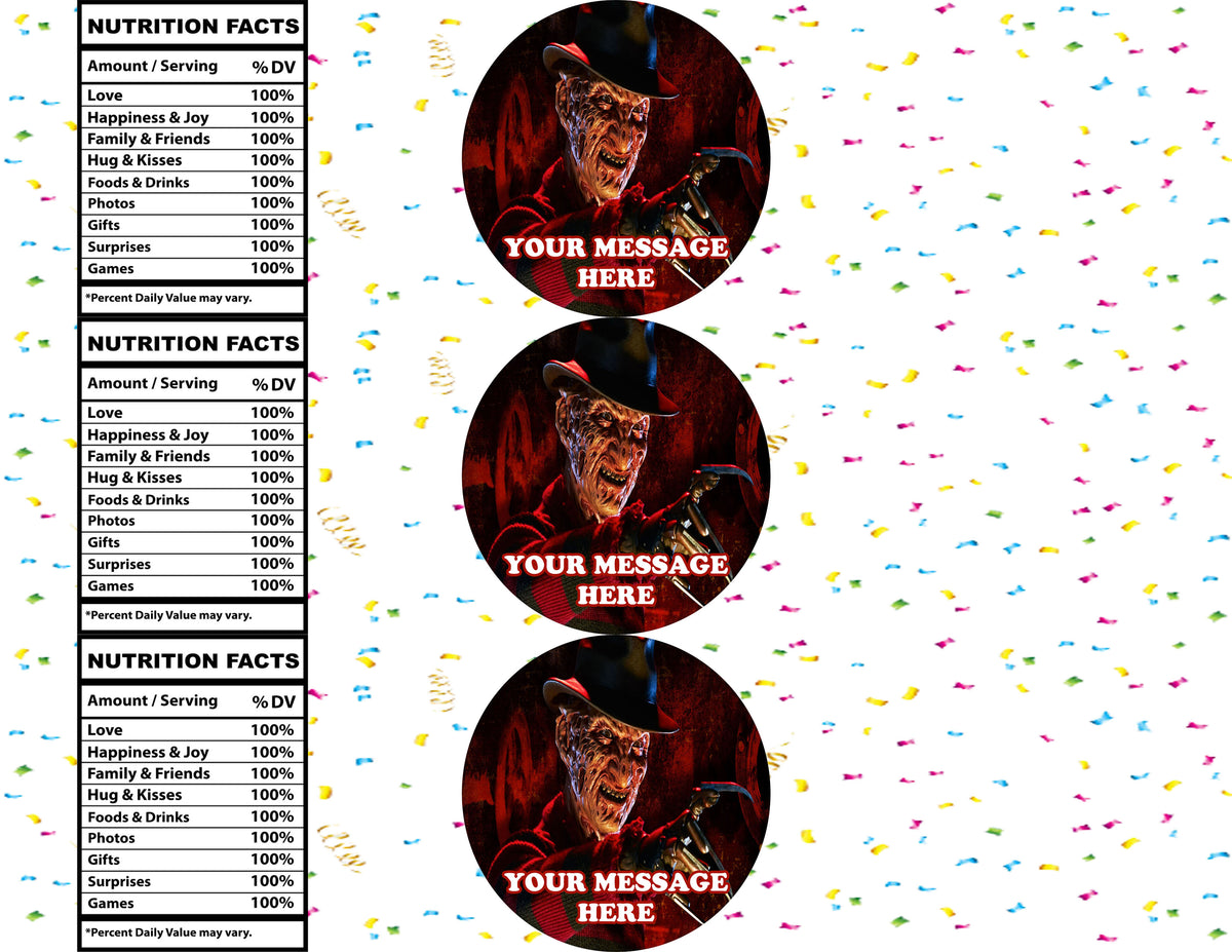 Freddy Krueger Water Bottle Stickers 12 Pcs Labels Party Favors Supplies Decorations