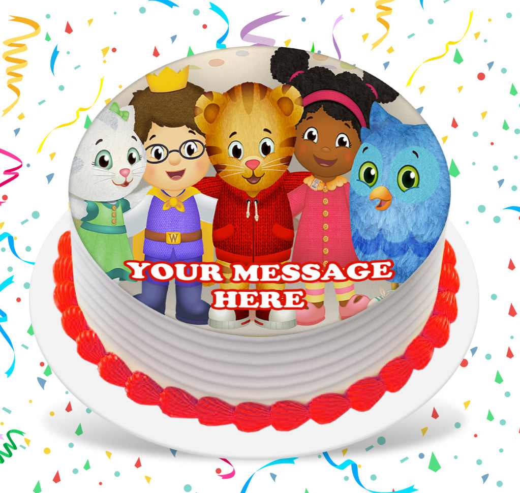 Daniel Tiger&#39;s Neighborhood Edible Image Cake Topper Personalized Birthday Sheet Custom Frosting Round Circle