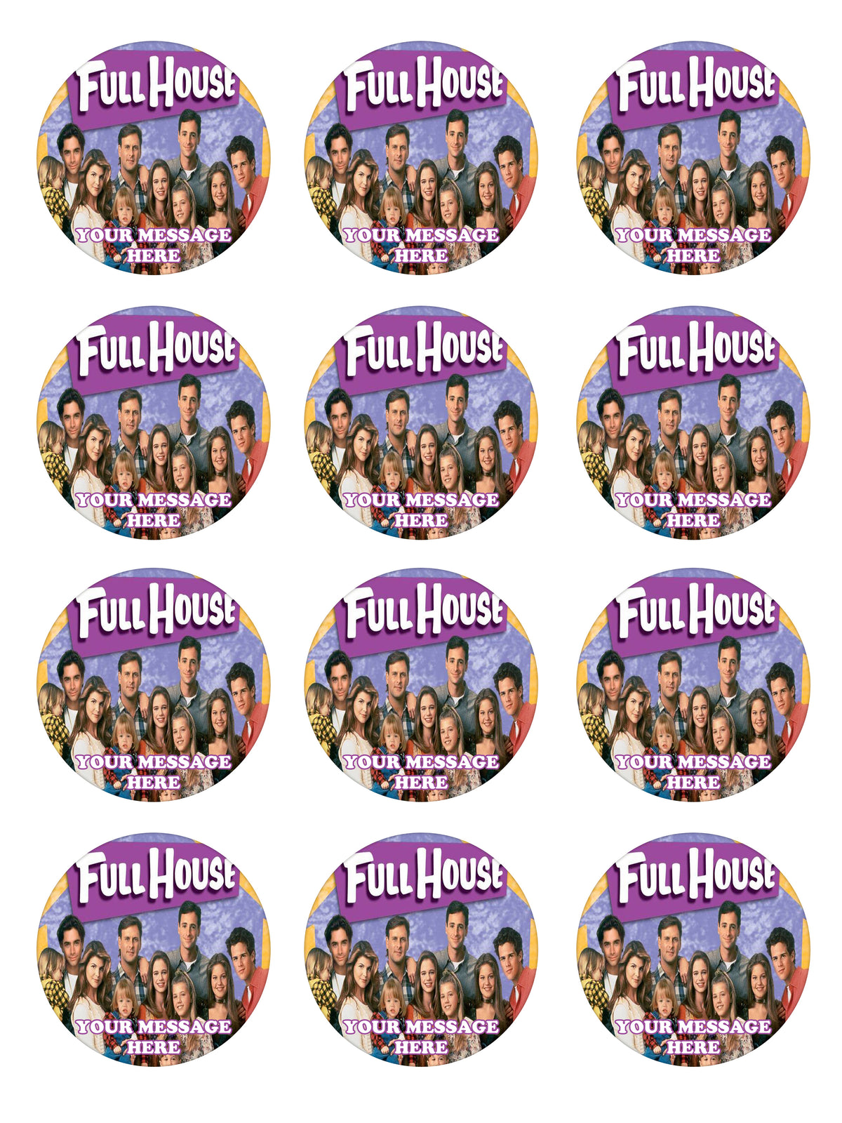 Full House Edible Cupcake Toppers (12 Images) Cake Image Icing Sugar Sheet