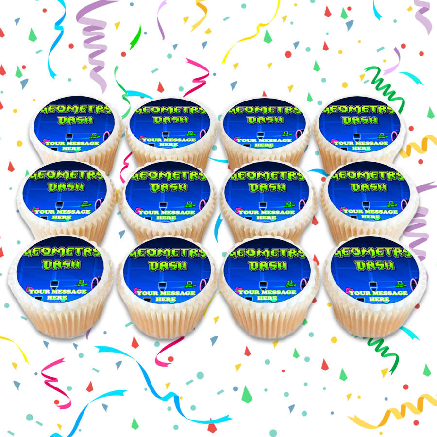 Geometry Dash Edible Cupcake Toppers (12 Images) Cake Image Icing Sugar Sheet