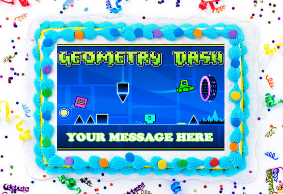 Geometry Dash Edible Image Cake Topper Personalized Birthday Sheet Decoration Custom Party Frosting Transfer Fondant