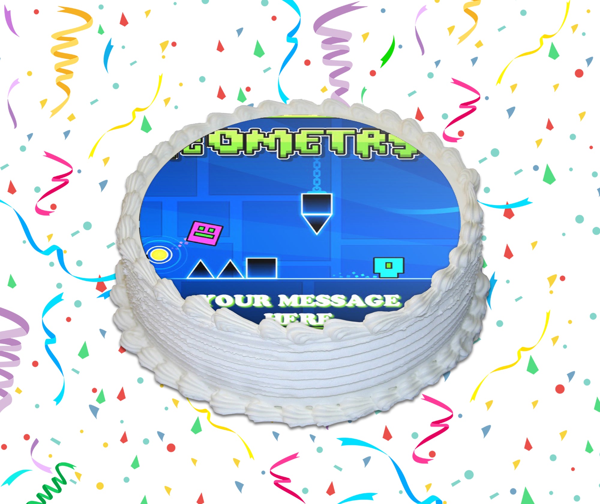 Geometry Dash Edible Image Cake Topper Personalized Birthday Sheet Custom Frosting Round Circle