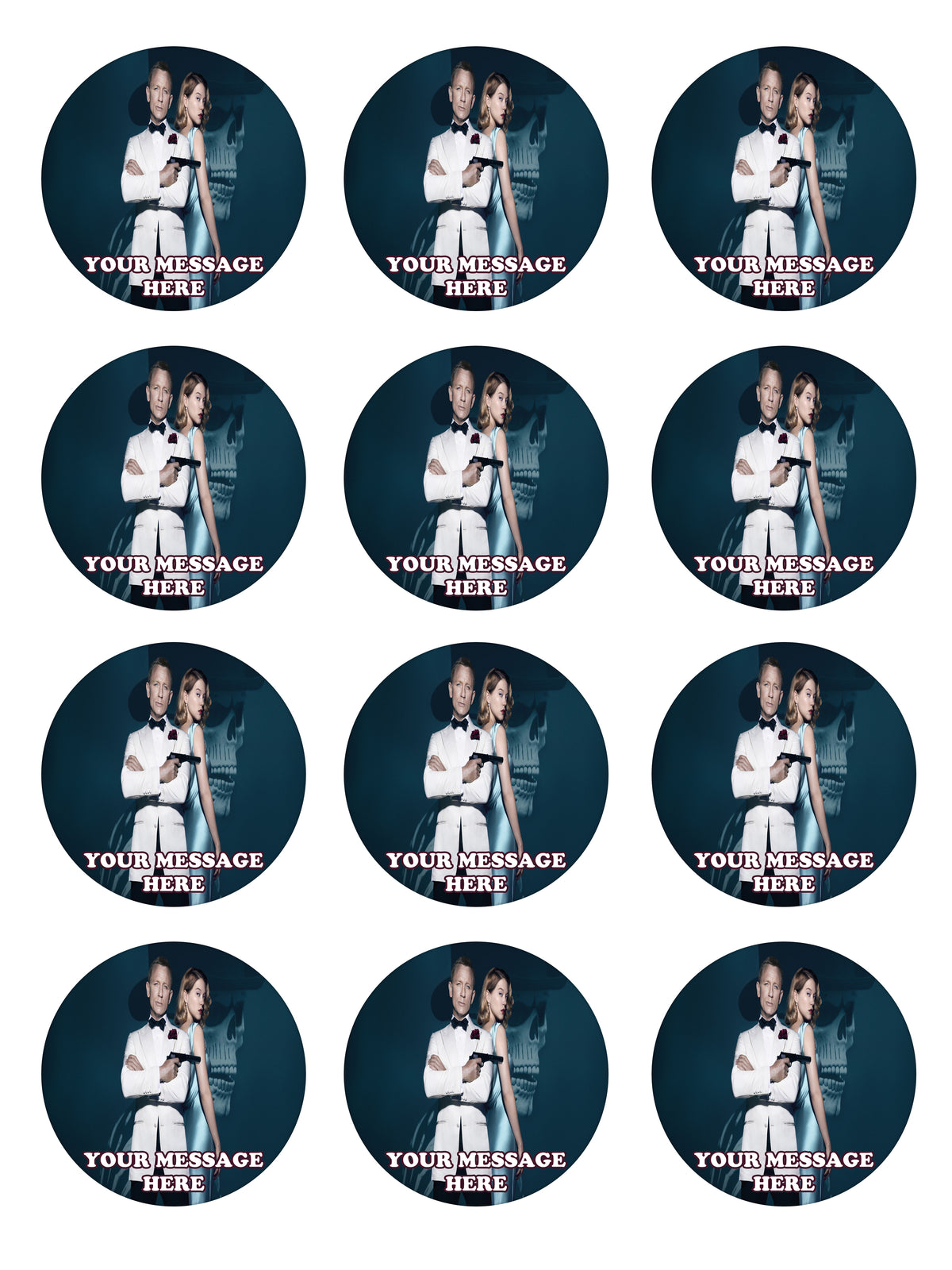 James Bond Edible Cupcake Toppers (12 Images) Cake Image Icing Sugar Sheet