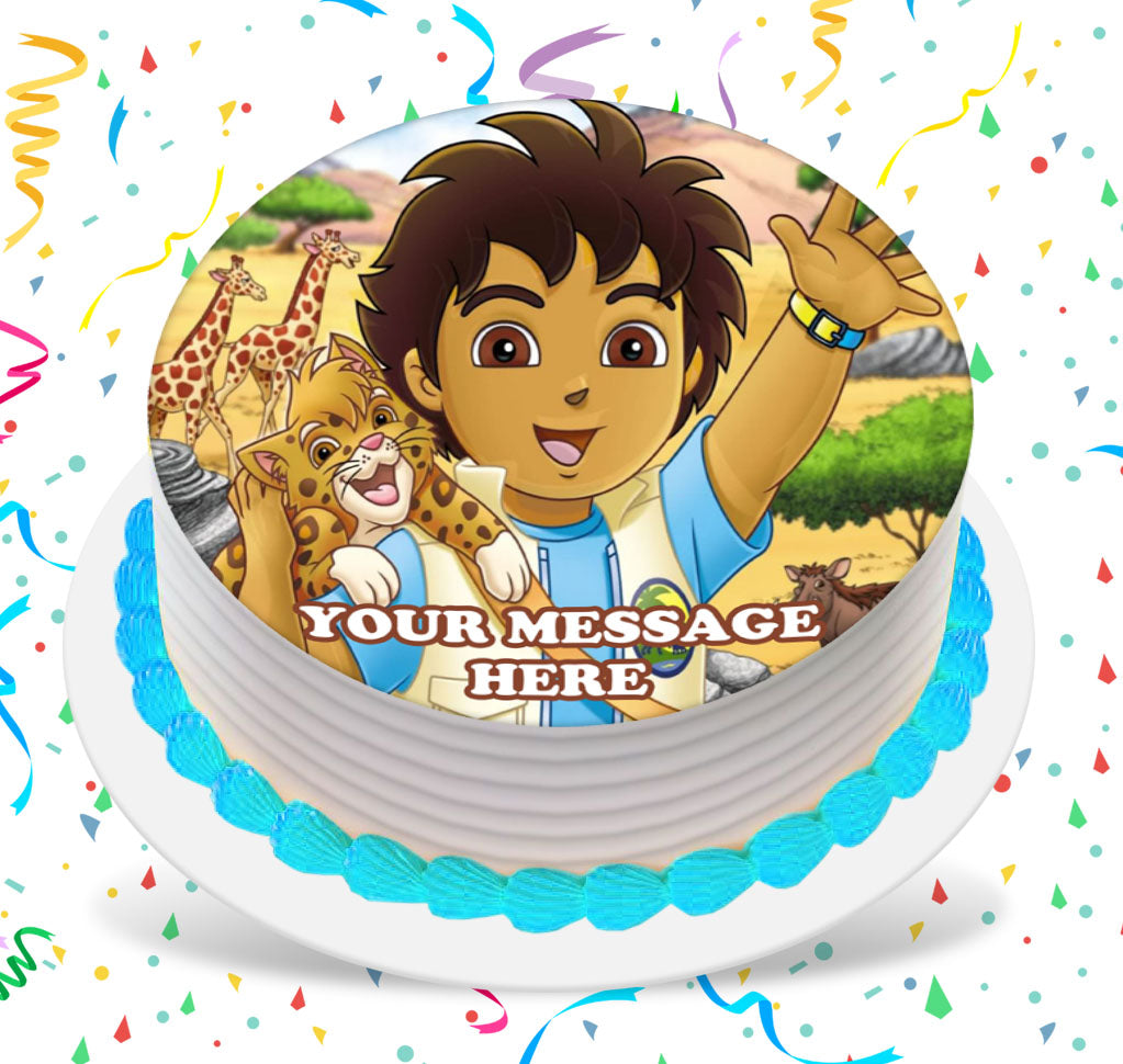 Go, Diego, Go! Edible Image Cake Topper Personalized Birthday Sheet Custom Frosting Round Circle