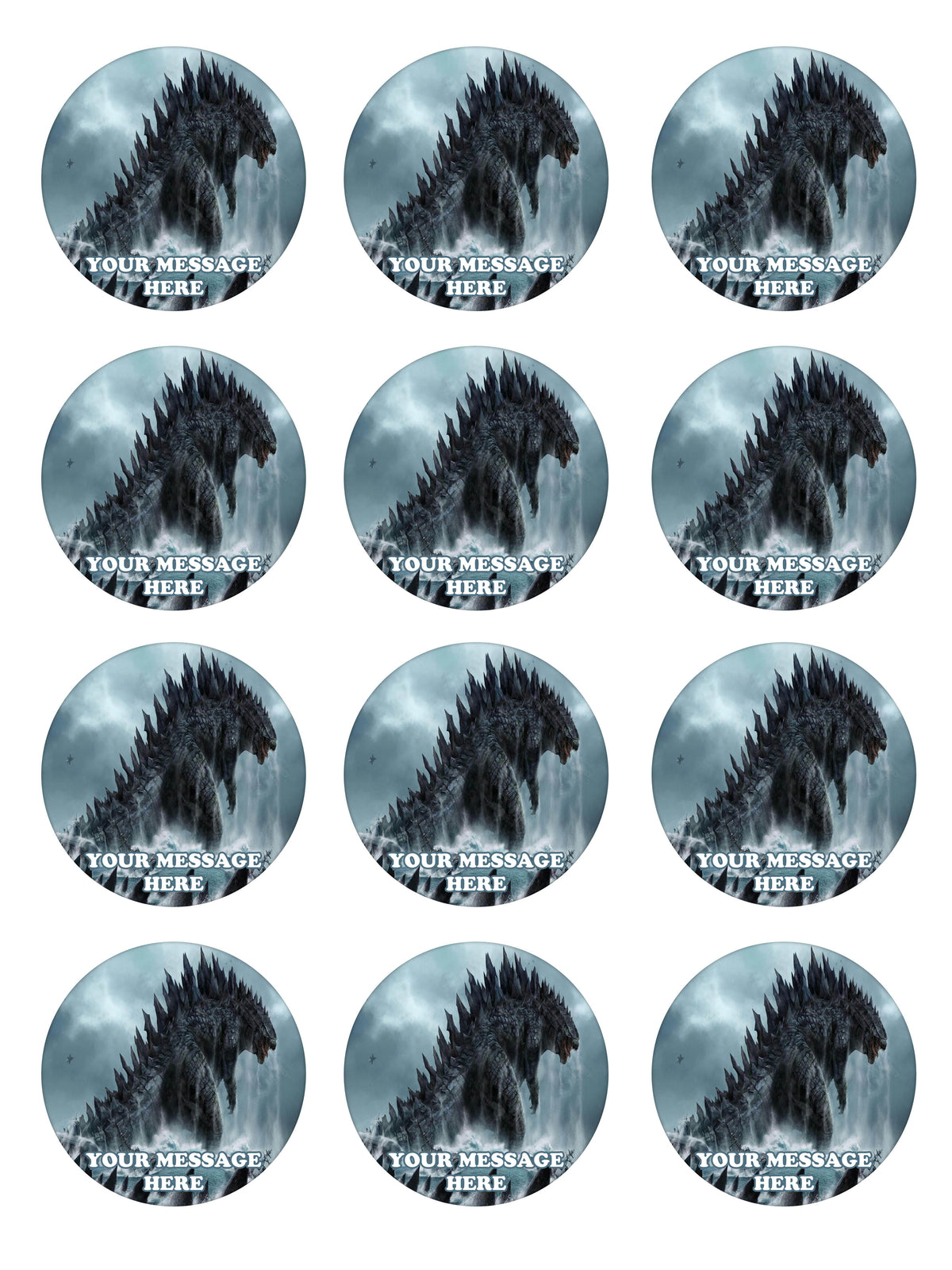Godzilla Edible Cupcake Toppers (12 Images) Cake Image Icing Sugar Sheet