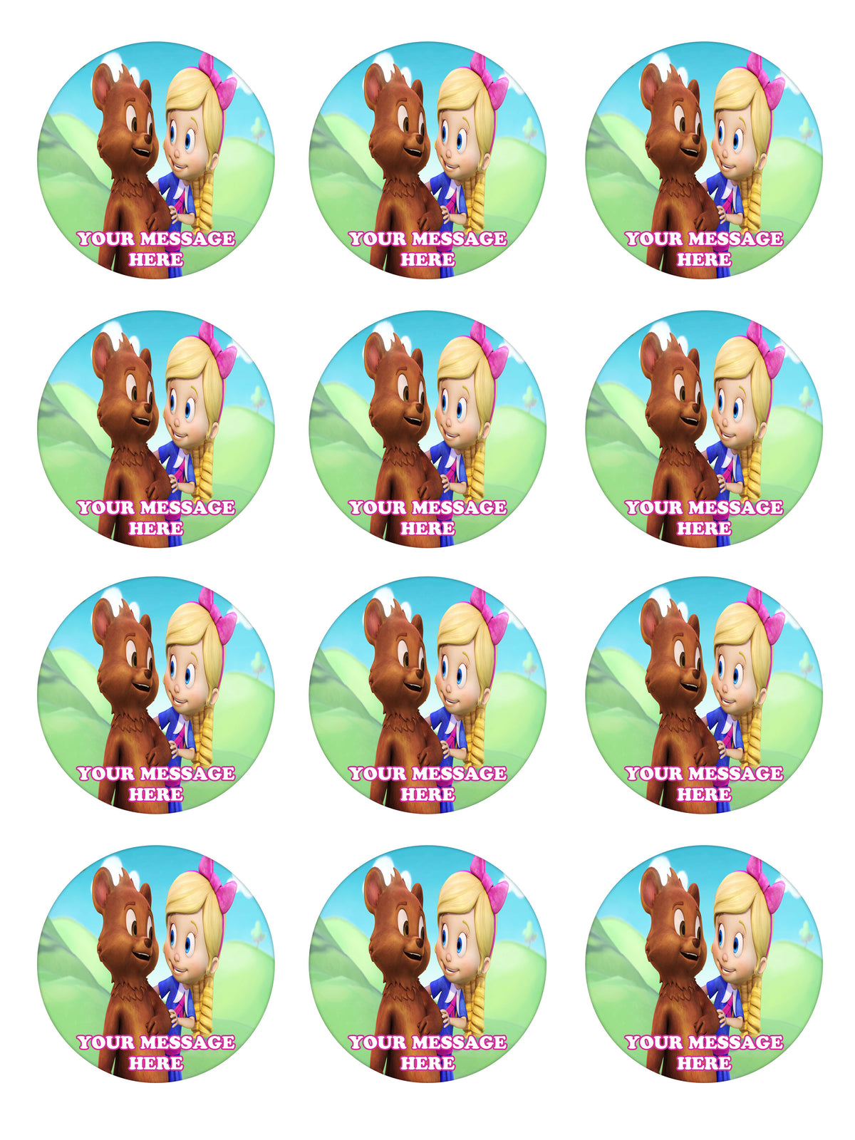 Goldie & Bear Edible Cupcake Toppers (12 Images) Cake Image Icing Sugar Sheet