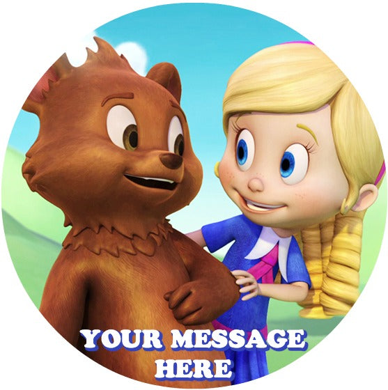 Goldie & Bear Edible Image Cake Topper Personalized Birthday Sheet Custom Frosting Round Circle