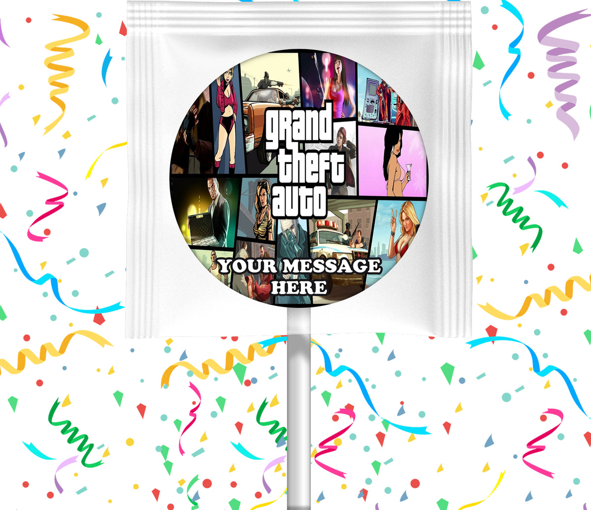 Grand Theft Auto Lollipops Party Favors Personalized Suckers 12 Pcs