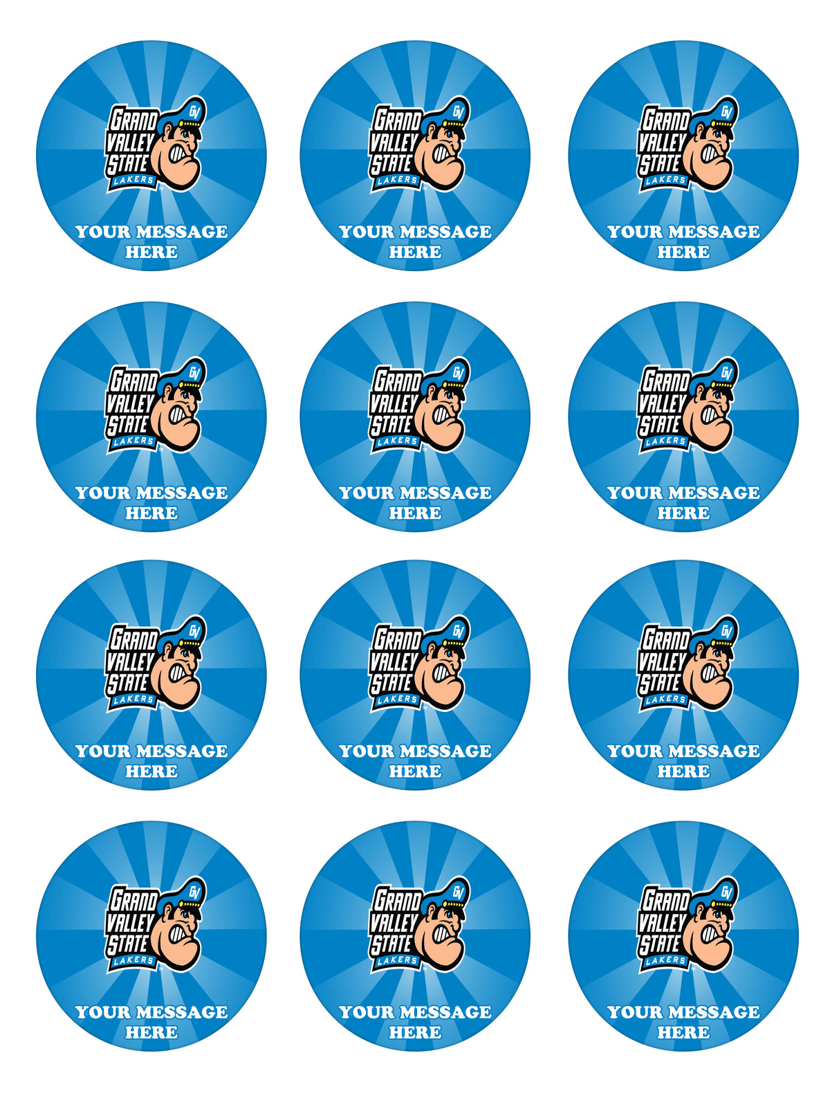 Grand Valley State Lakers Edible Cupcake Toppers (12 Images) Cake Image Icing Sugar Sheet