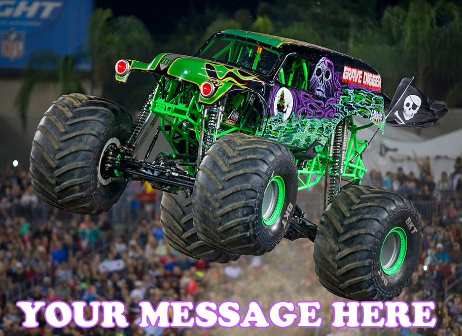 Grave Digger Edible Image Cake Topper Personalized Birthday Sheet Decoration Custom Party Frosting Transfer Fondant