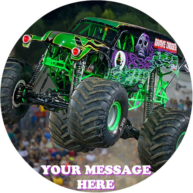 Grave Digger Edible Image Cake Topper Personalized Birthday Sheet Custom Frosting Round Circle