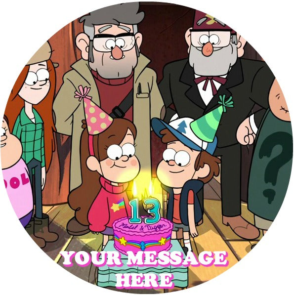 Gravity Falls Edible Image Cake Topper Personalized Birthday Sheet Custom Frosting Round Circle