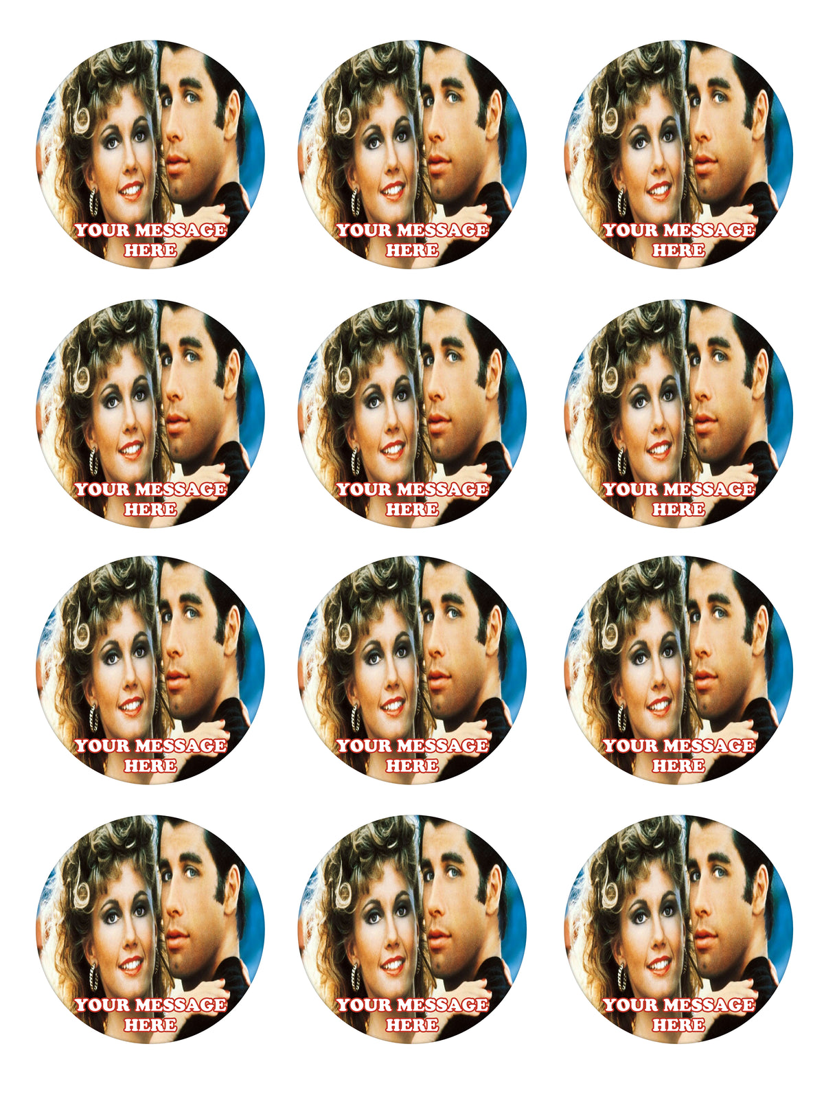 Grease Edible Cupcake Toppers (12 Images) Cake Image Icing Sugar Sheet
