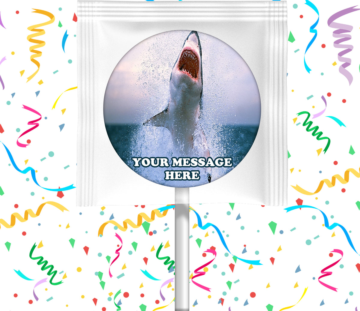 Great White Shark Lollipops Party Favors Personalized Suckers 12 Pcs