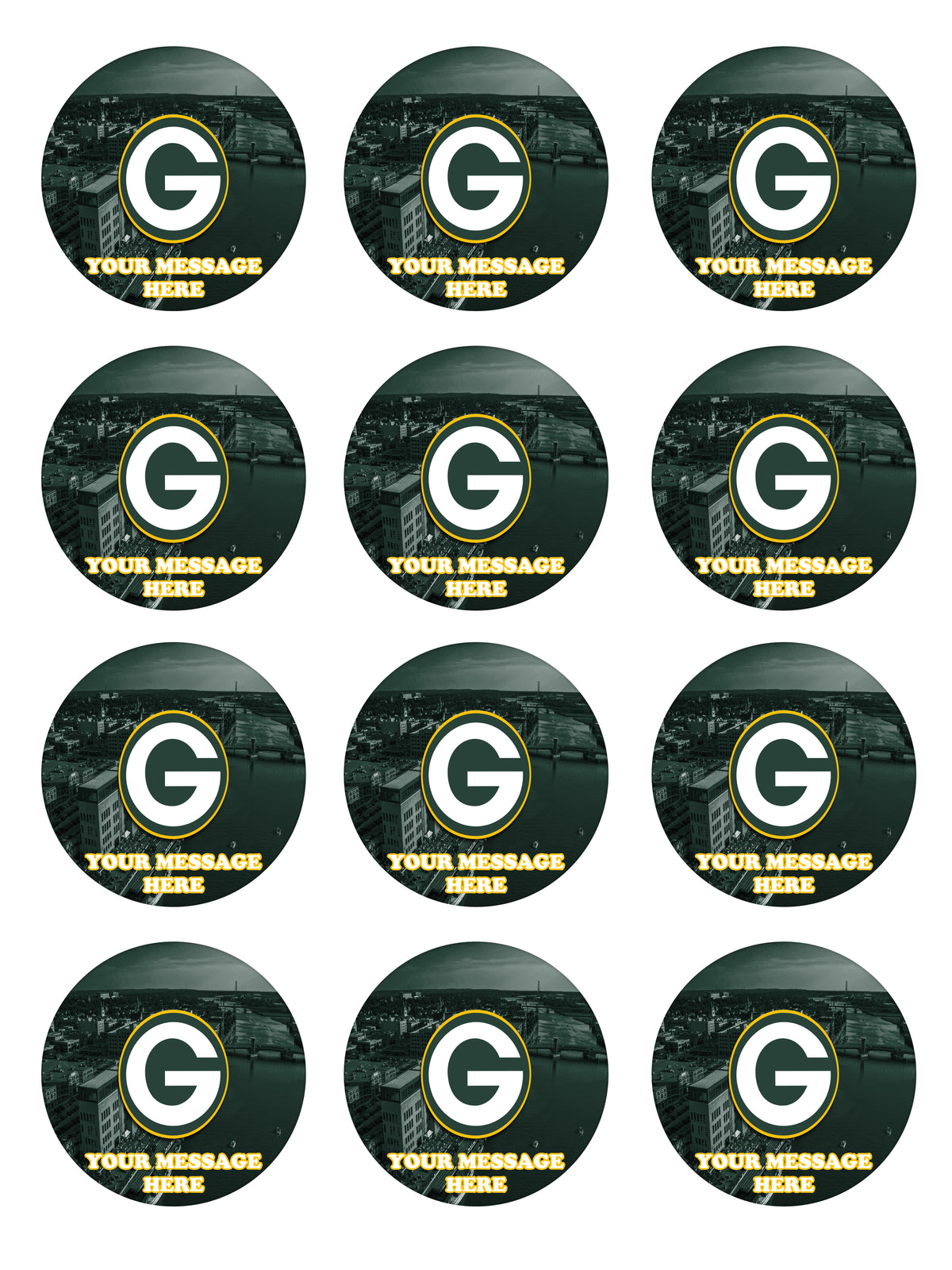 Green Bay Packers Edible Cupcake Toppers (12 Images) Cake Image Icing Sugar Sheet