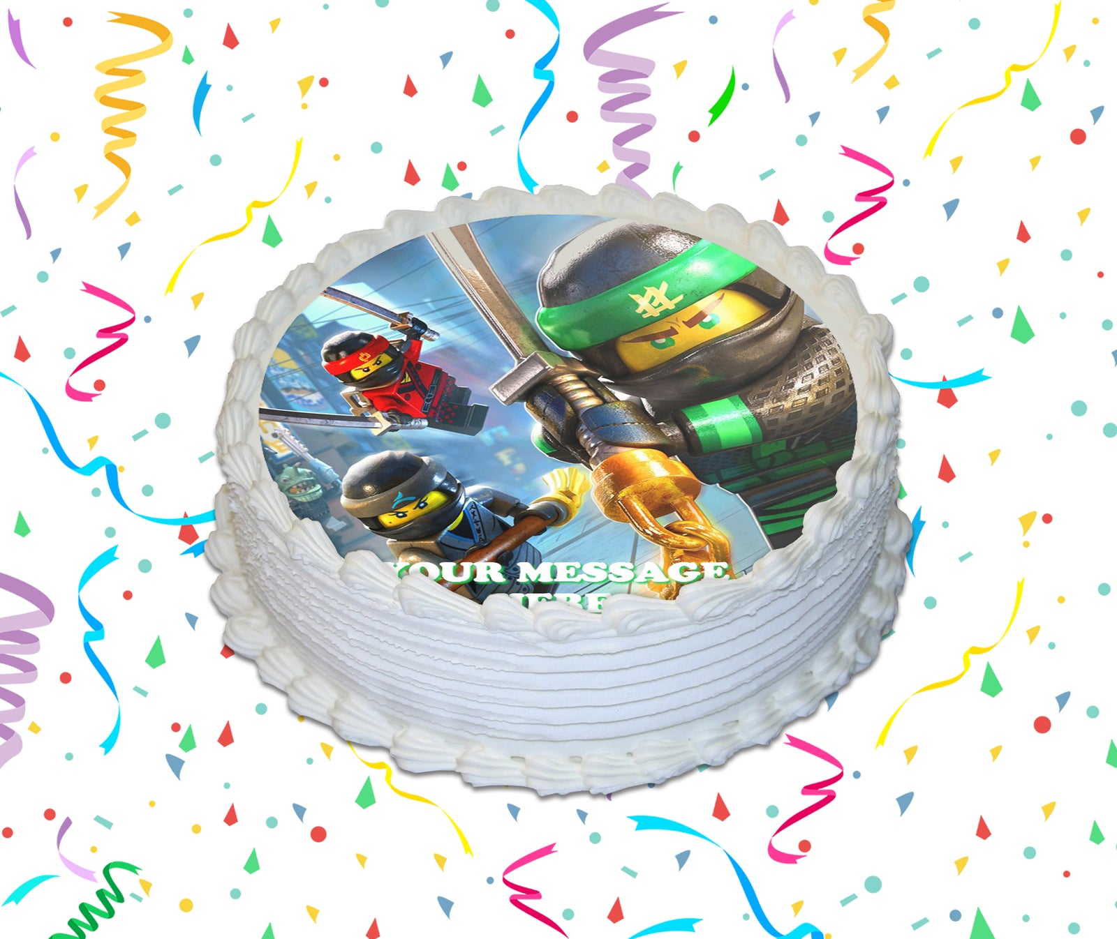 The LEGO Ninjago Movie Edible Image Cake Topper Personalized Birthday Sheet Custom Frosting Round Circle