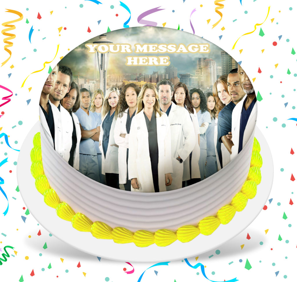 Grey&#39;s Anatomy Edible Image Cake Topper Personalized Birthday Sheet Custom Frosting Round Circle