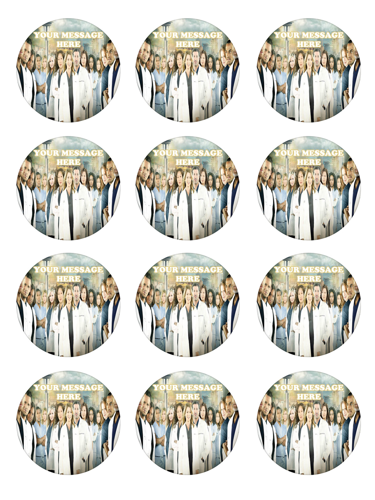 Grey's Anatomy Edible Cupcake Toppers (12 Images) Cake Image Icing Sugar Sheet