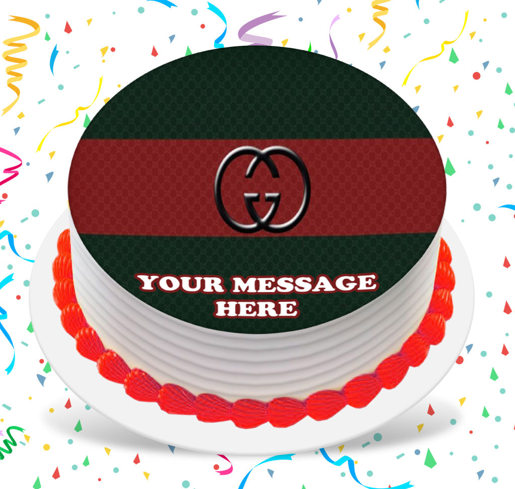 Gucci Edible Image Cake Topper Personalized Birthday Sheet Custom Frosting Round Circle