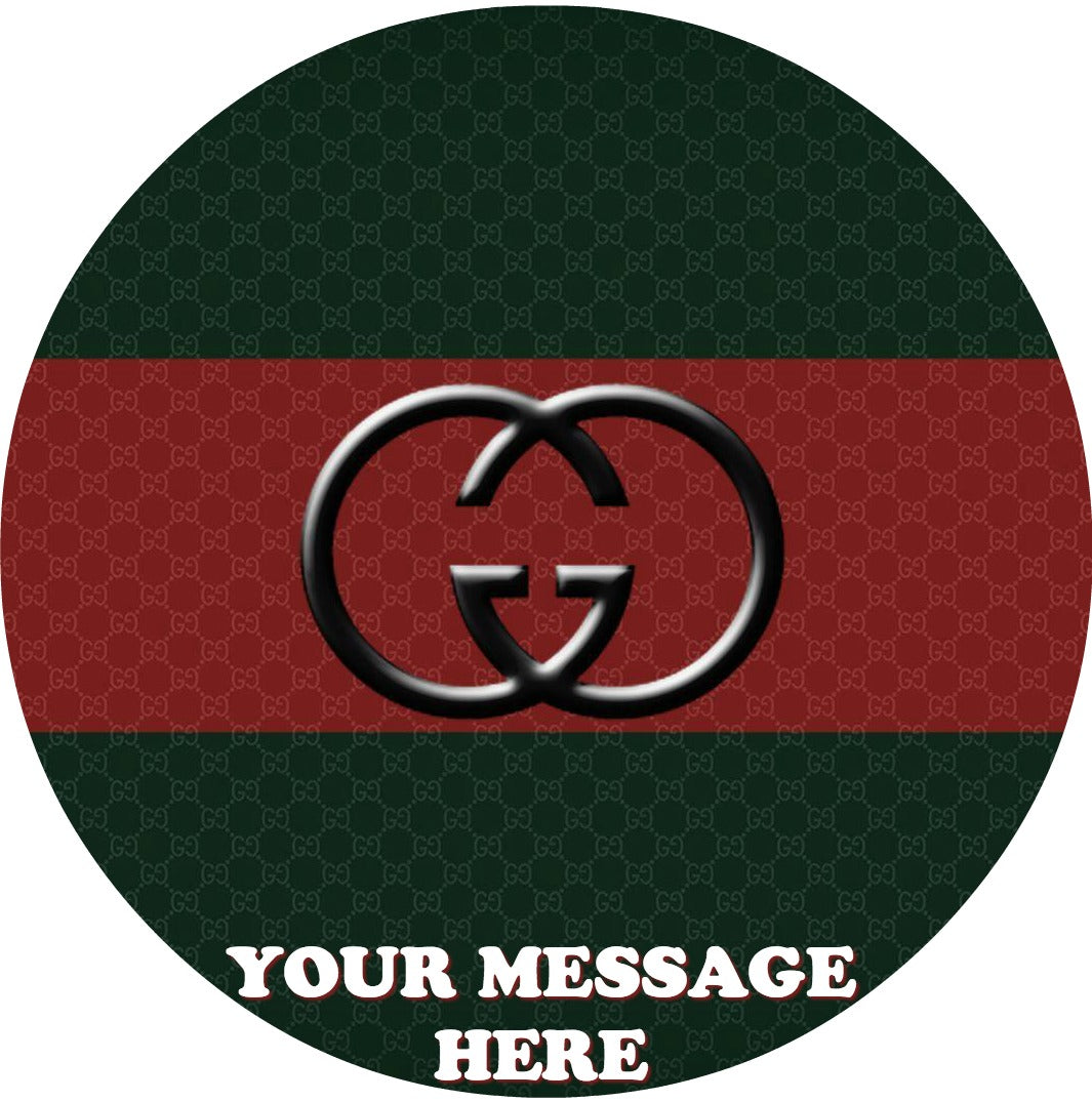 Gucci Edible Image Cake Topper Personalized Birthday Sheet Custom Frosting Round Circle