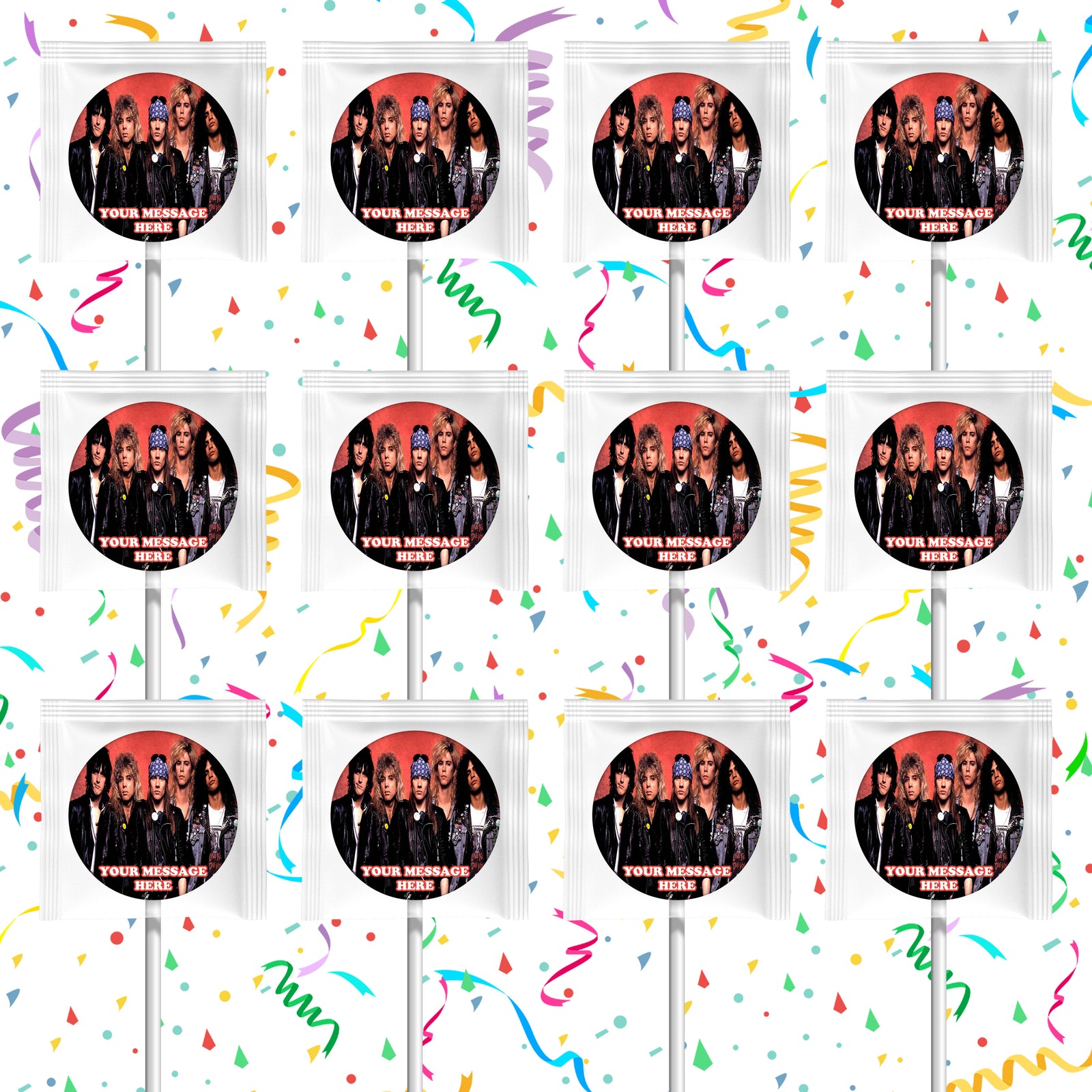 Guns N' Roses Lollipops Party Favors Personalized Suckers 12 Pcs