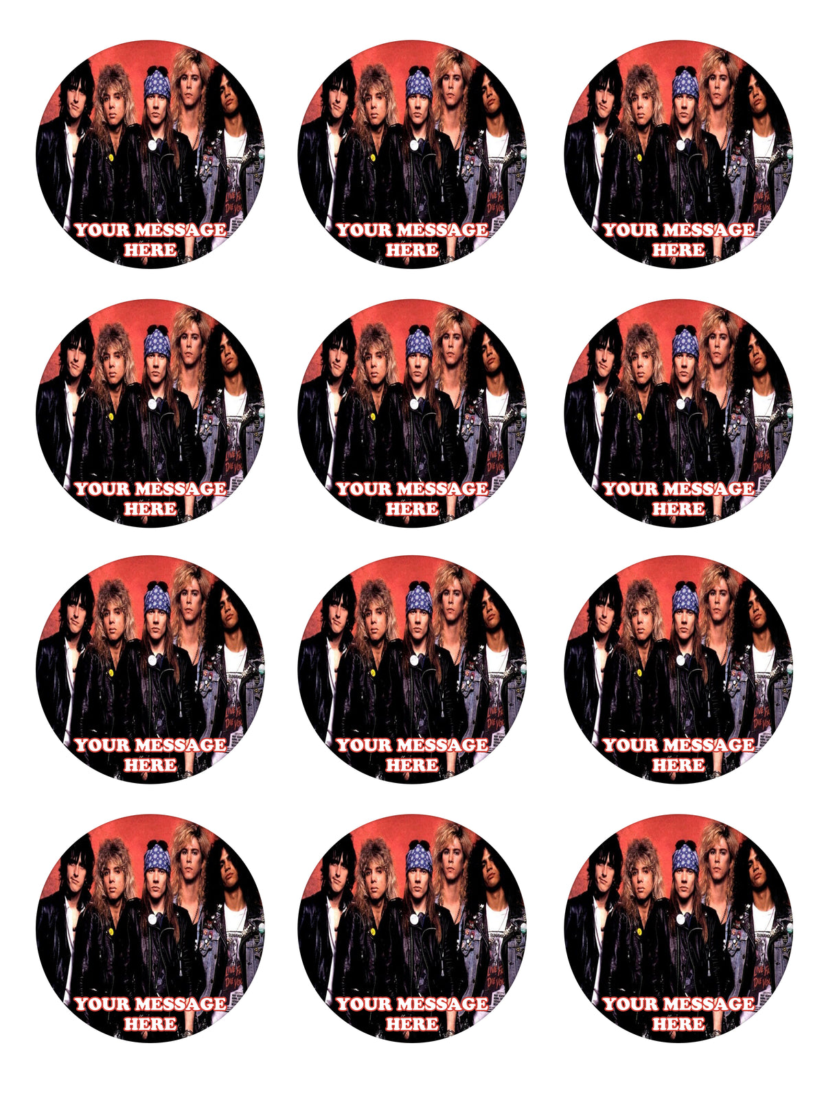 Guns N' Roses Edible Cupcake Toppers (12 Images) Cake Image Icing Sugar Sheet