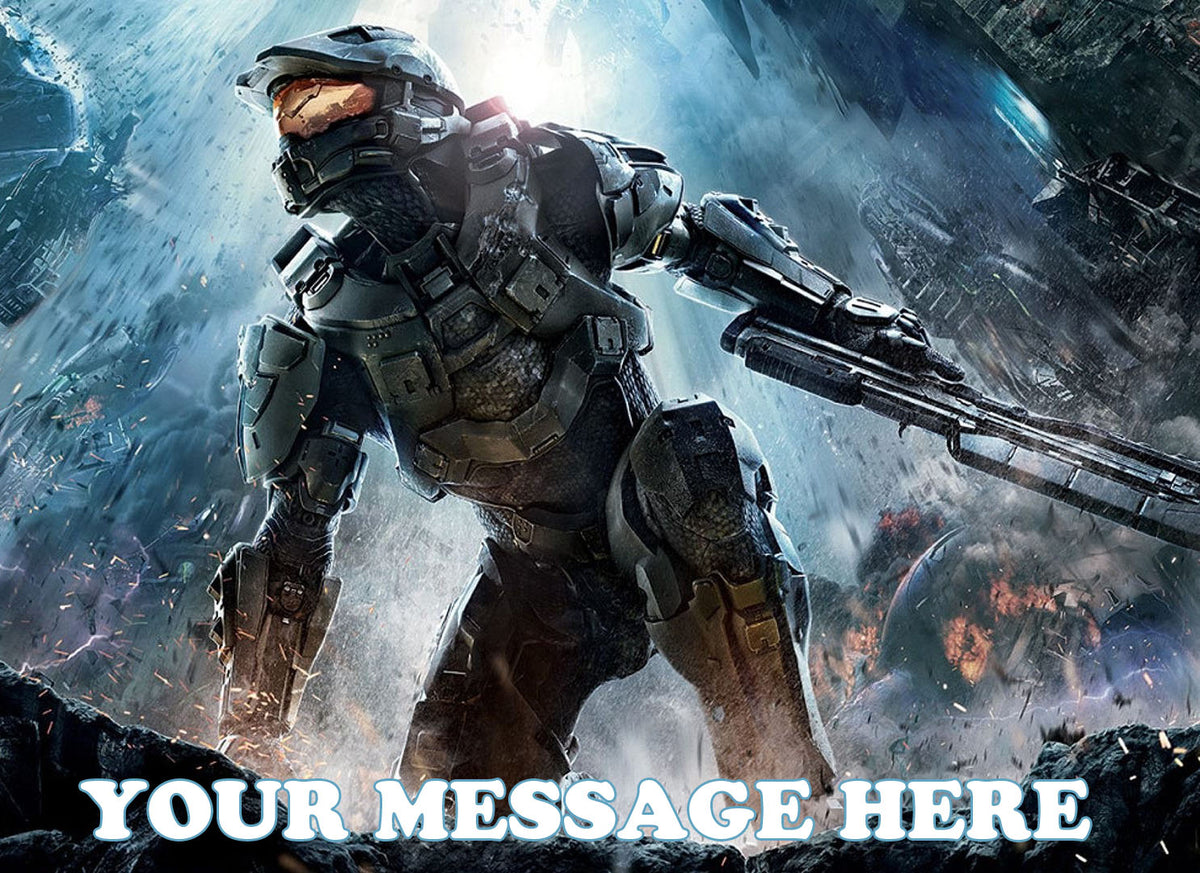 Halo Edible Image Cake Topper Personalized Birthday Sheet Decoration Custom Party Frosting Transfer Fondant