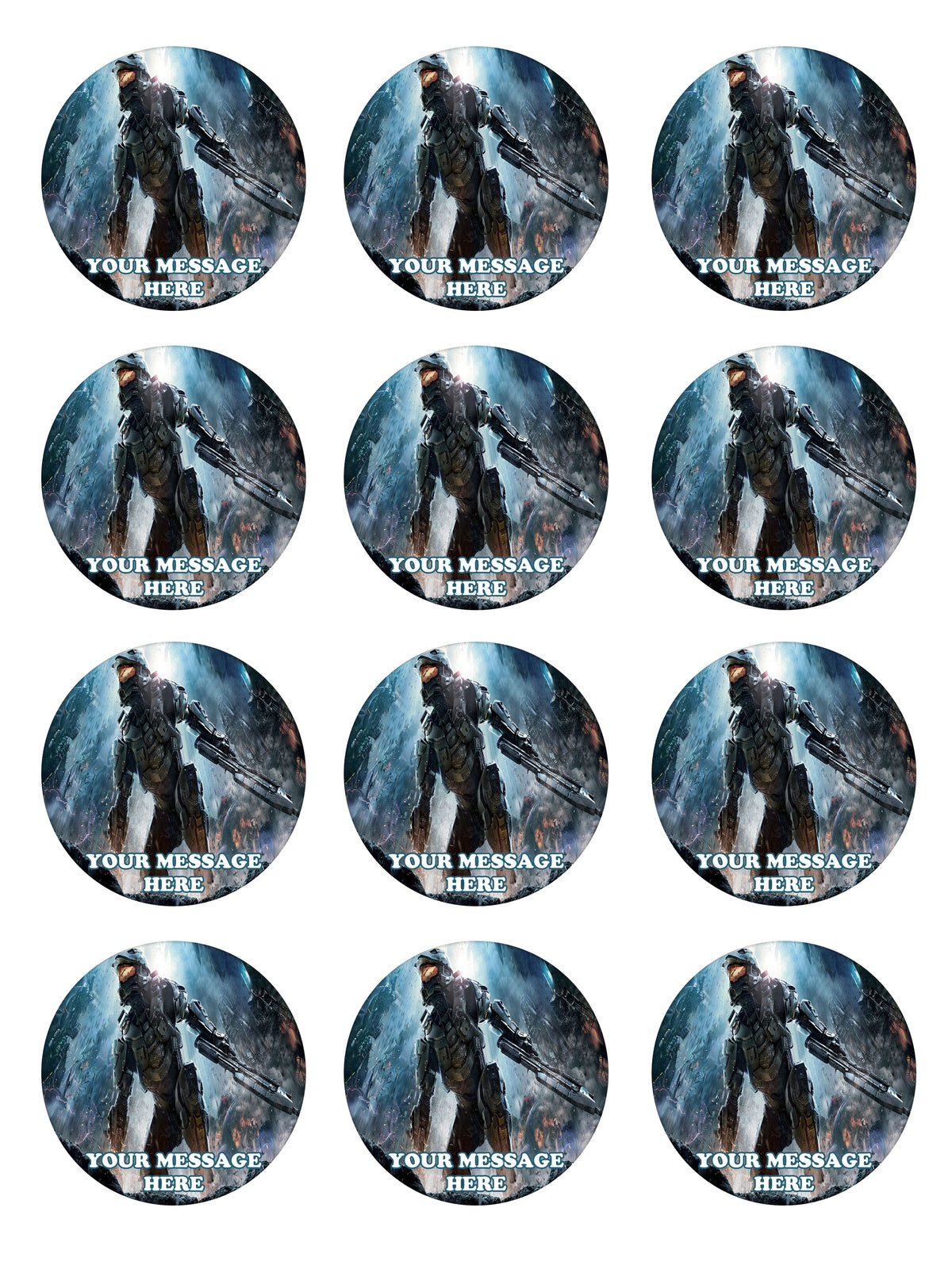 Halo Edible Cupcake Toppers (12 Images) Cake Image Icing Sugar Sheet