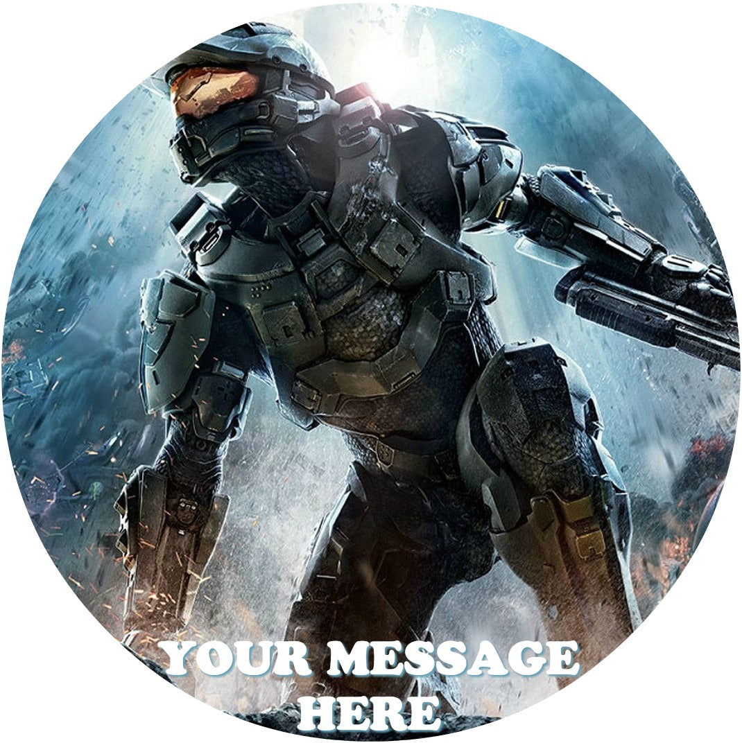 Halo Edible Image Cake Topper Personalized Birthday Sheet Custom Frosting Round Circle