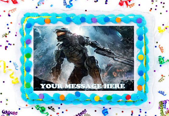 Halo Edible Image Cake Topper Personalized Birthday Sheet Decoration Custom Party Frosting Transfer Fondant