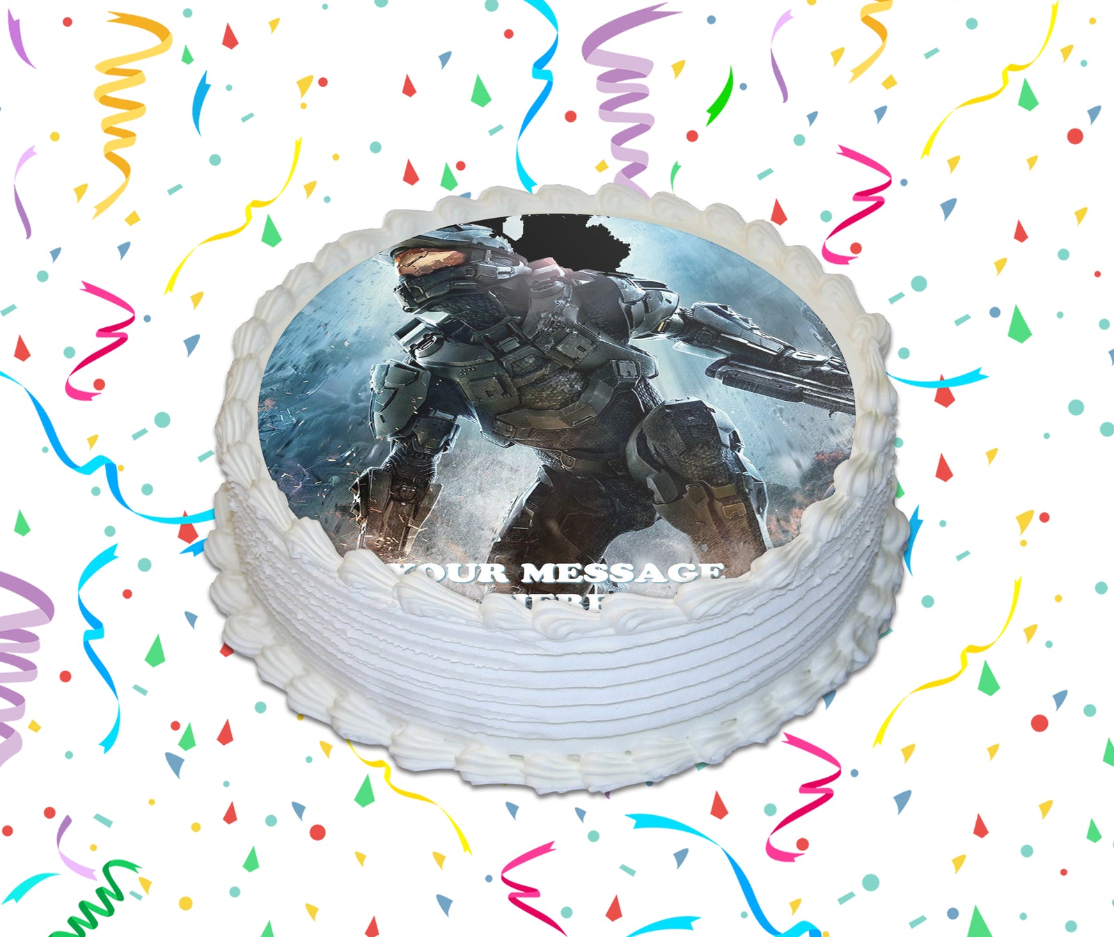 Halo Edible Image Cake Topper Personalized Birthday Sheet Custom Frosting Round Circle