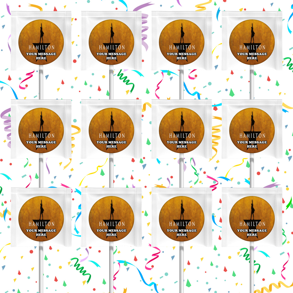 Hamilton Lollipops Party Favors Personalized Suckers 12 Pcs