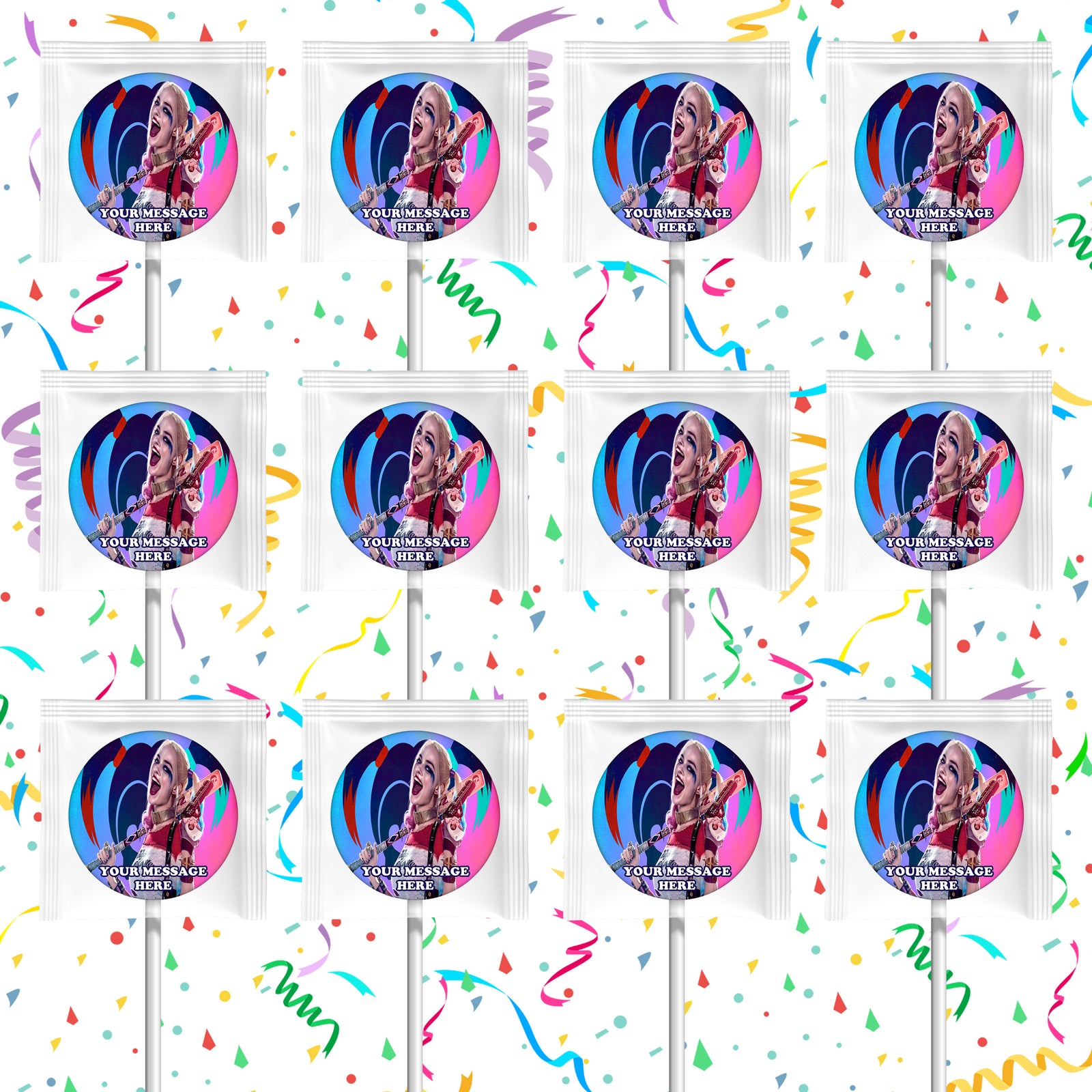 Harley Quinn Lollipops Party Favors Personalized Suckers 12 Pcs
