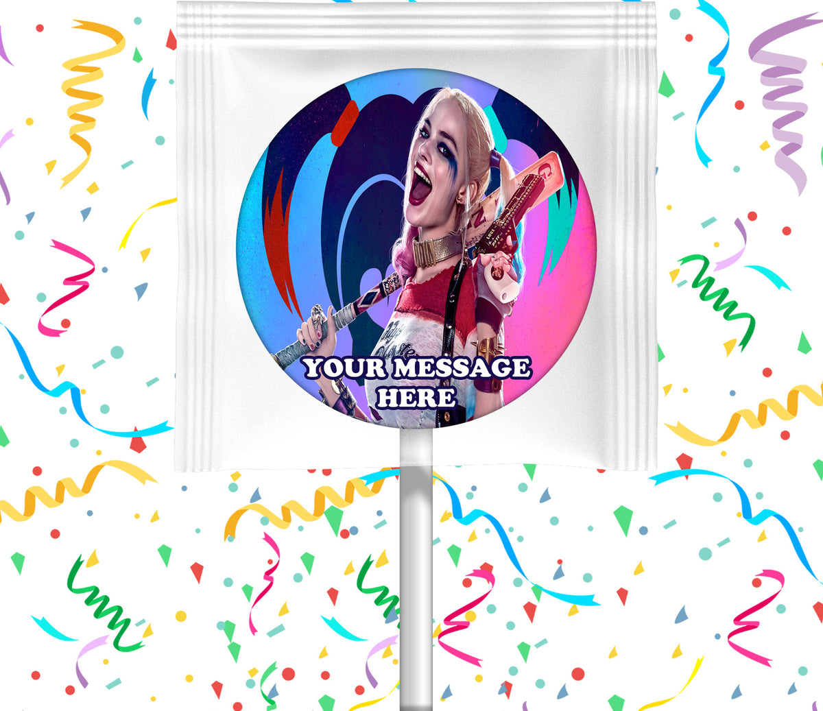 Harley Quinn Lollipops Party Favors Personalized Suckers 12 Pcs
