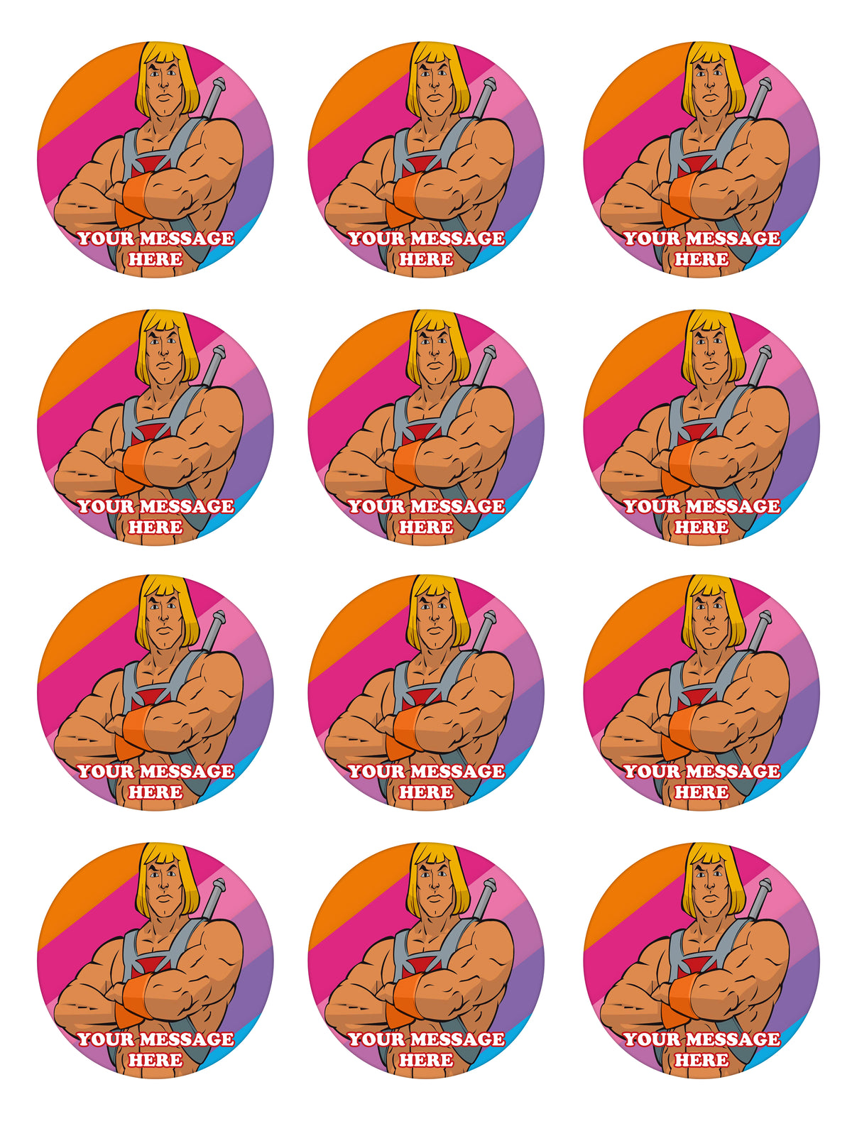 He-Man Edible Cupcake Toppers (12 Images) Cake Image Icing Sugar Sheet