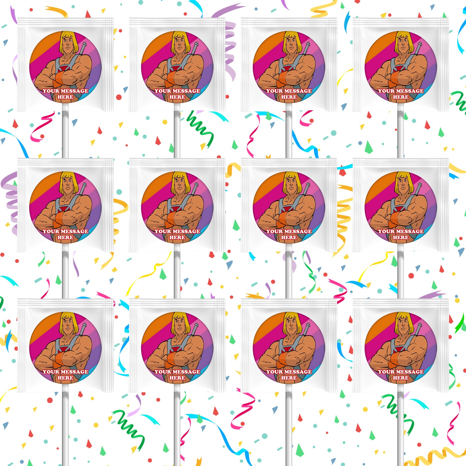 He Man Lollipops Party Favors Personalized Suckers 12 Pcs