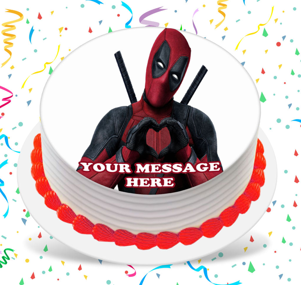 Deadpool Edible Image Cake Topper Personalized Birthday Sheet Custom Frosting Round Circle