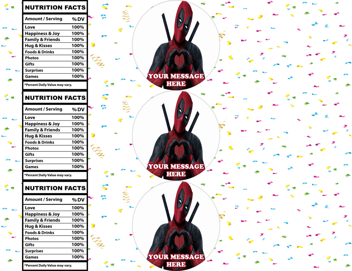 Deadpool Water Bottle Stickers 12 Pcs Labels Party Favors Supplies Decorations