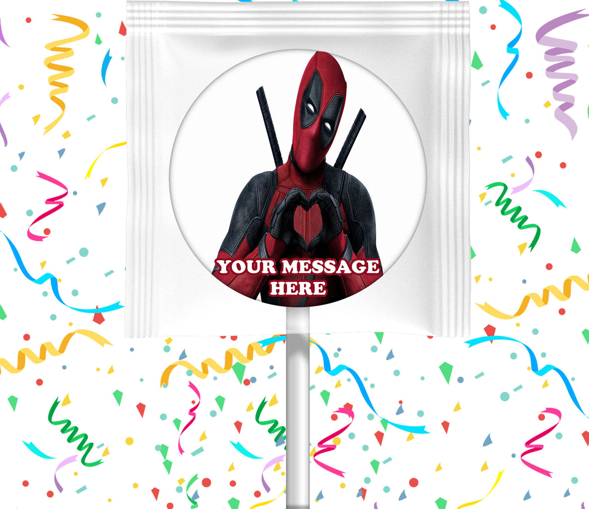 Deadpool Lollipops Party Favors Personalized Suckers 12 Pcs