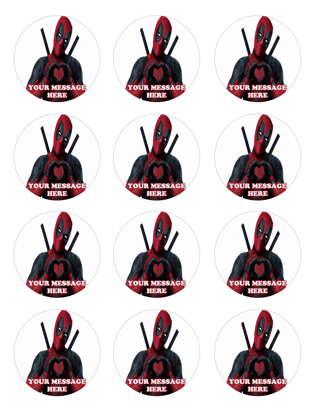 Deadpool Edible Cupcake Toppers (12 Images) Cake Image Icing Sugar Sheet