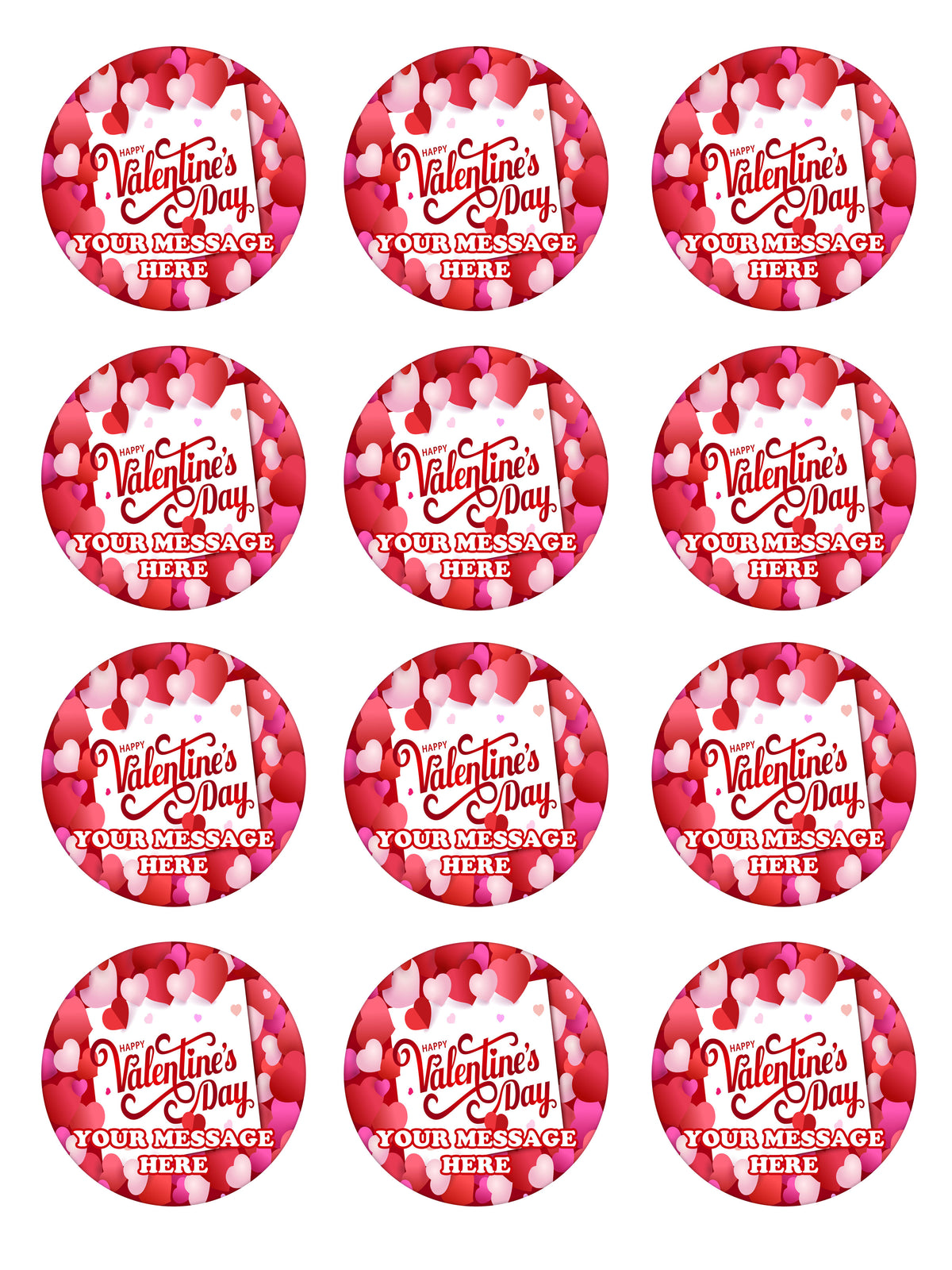 Valentine's Day Edible Cupcake Toppers (12 Images) Cake Image Icing Sugar Sheet