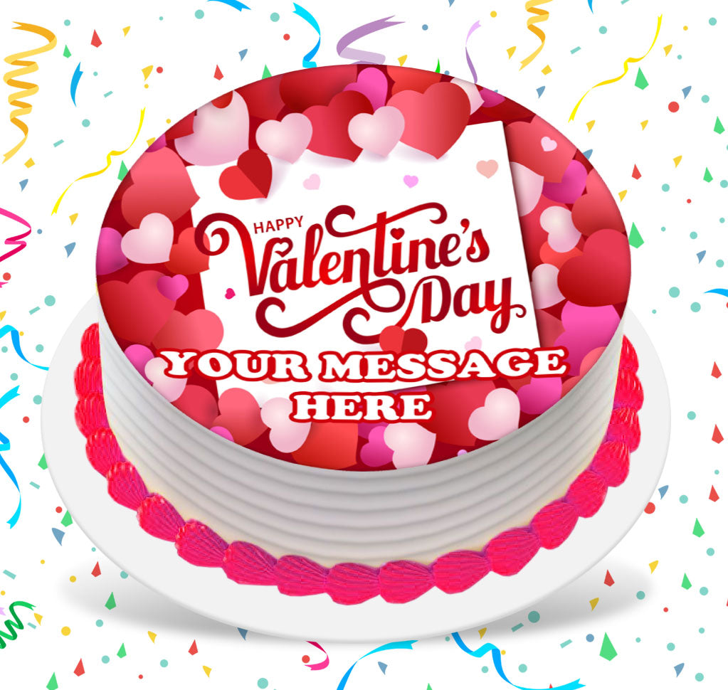 Valentine&#39;s Day Edible Image Cake Topper Personalized Frosting Icing Sheet Custom Round