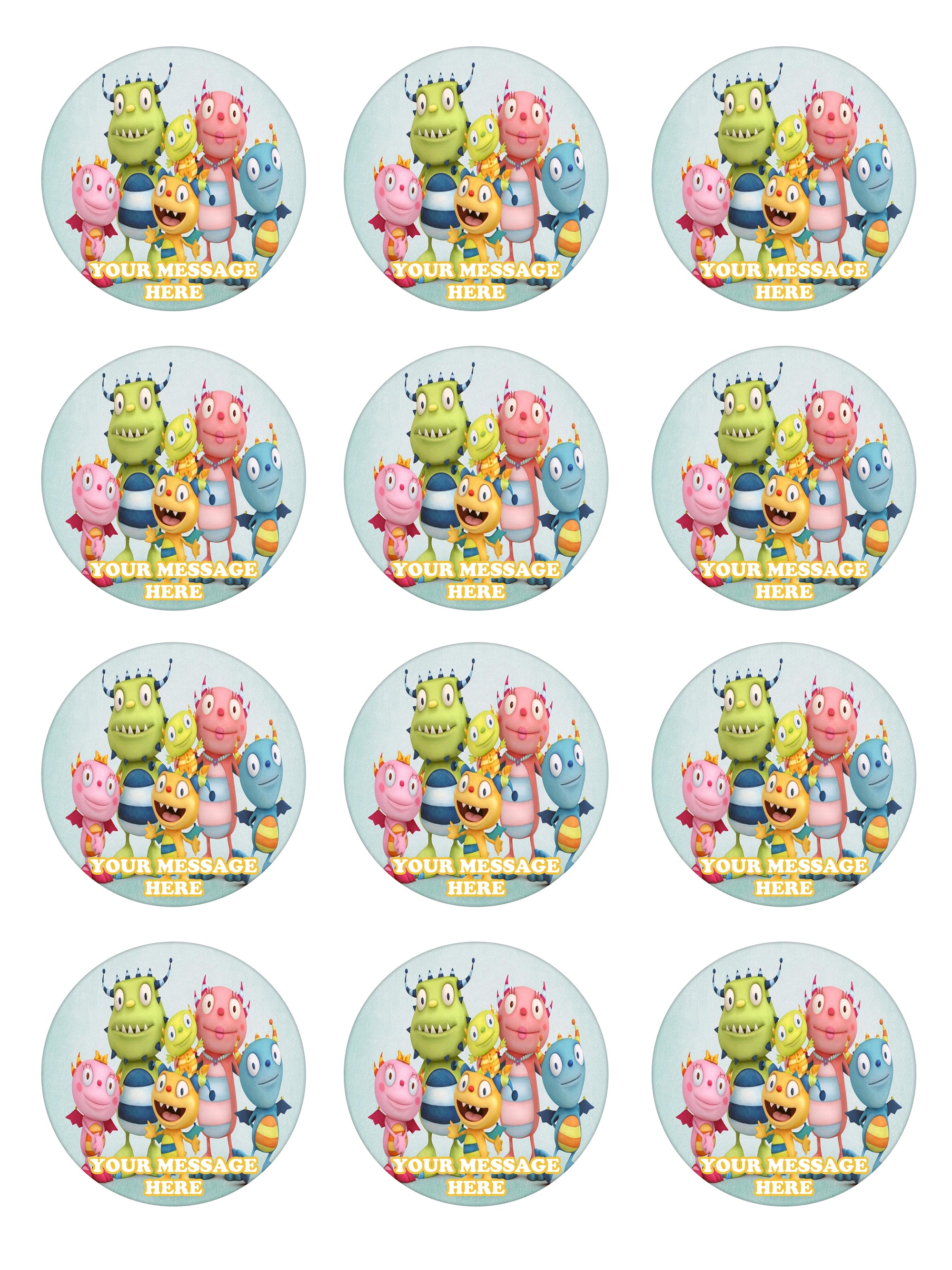 Henry Hugglemonster Edible Cupcake Toppers 12 Images Cake Image